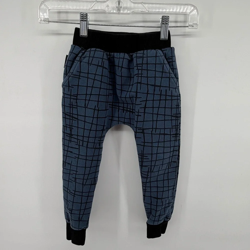 Tiny Tribe Boys Blue Grid Sweatshirt & Joggers Matching Sweatsuit Outfit Set 3T